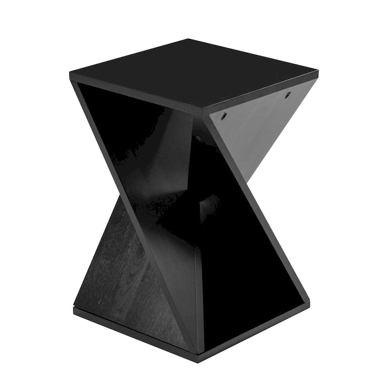 COZAYH Table d'appoint de ferme carrée en bois massif Support à plantes rustique avec motif torsadé, bois naturel, noir