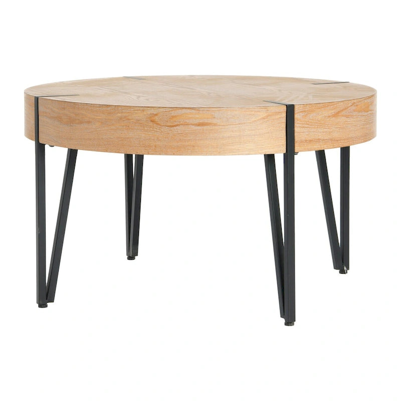 Table basse ronde en bois recyclé - 80x80x46