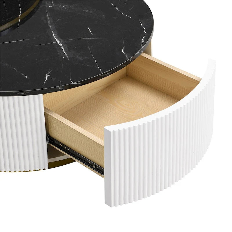 Table basse gigogne ronde moderne avec tiroir (Lot de 2) par Harper&Bright Designs