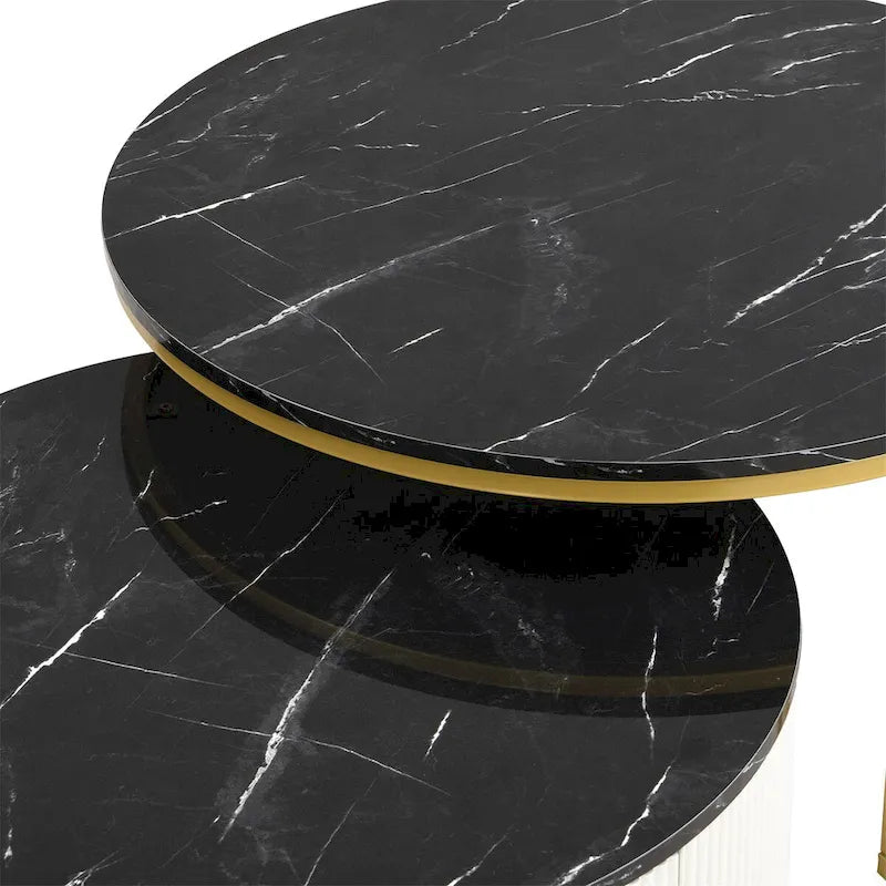 Table basse gigogne ronde moderne avec tiroir (Lot de 2) par Harper&Bright Designs