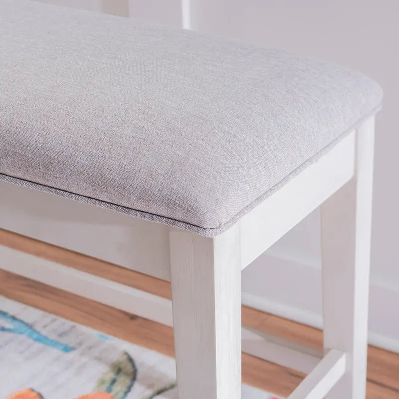 Banc de salle à manger McKee blanc rembourré avec rangement