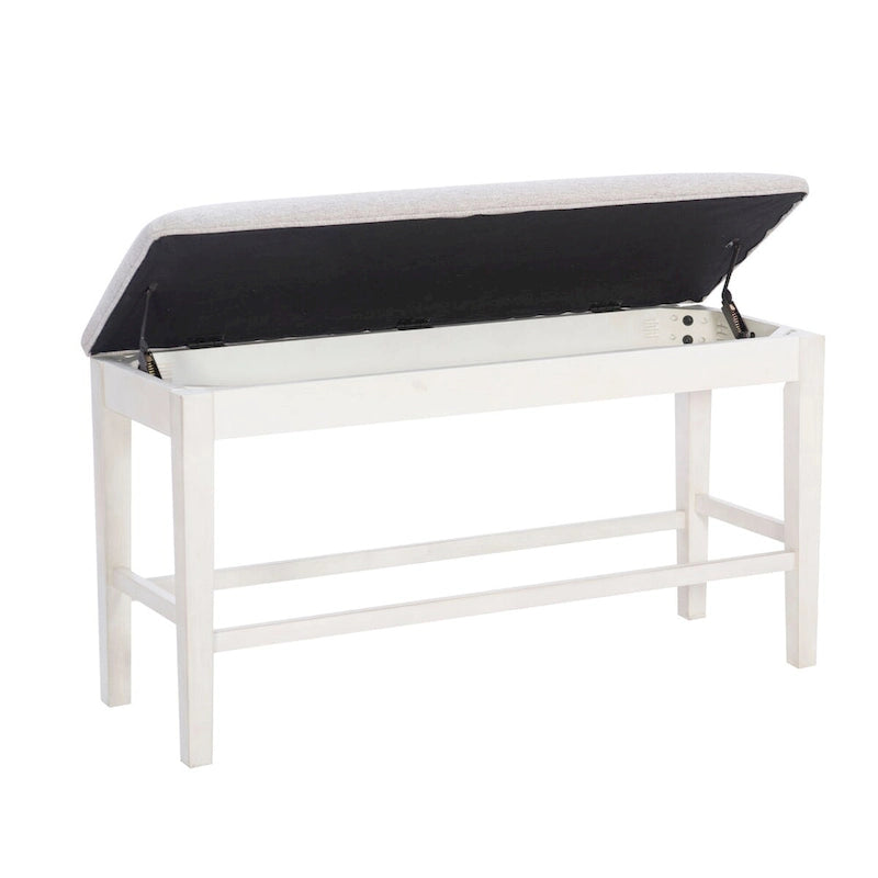 Banc de salle à manger McKee blanc rembourré avec rangement
