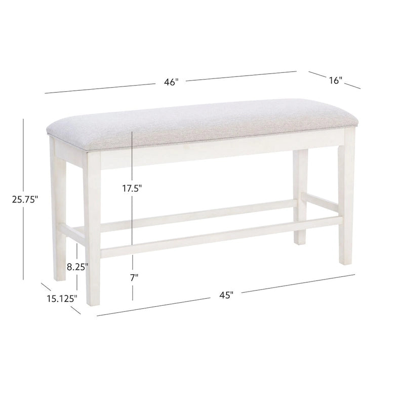 Banc de salle à manger McKee blanc rembourré avec rangement