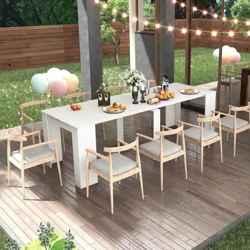Table Console Extensible Multifonctionnelle 2 en 1, Table à Manger pour 4 à 8 Personnes avec 5 Dimensions Différentes