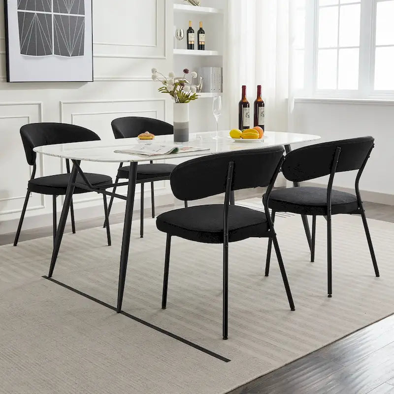 Chaises de salle à manger XINMICS avec dossier incurvé, chaises de salle à manger modernes en tissu bouclé, lot de 2/4/6