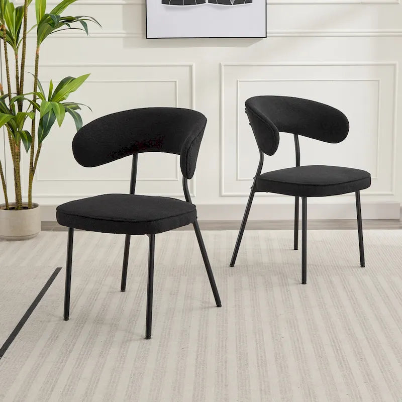 Chaises de salle à manger XINMICS avec dossier incurvé, chaises de salle à manger modernes en tissu bouclé, lot de 2/4/6