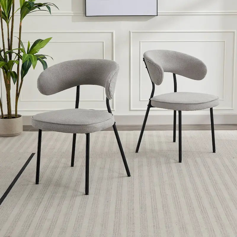 Chaises de salle à manger XINMICS avec dossier incurvé, chaises de salle à manger modernes en tissu bouclé, lot de 2/4/6