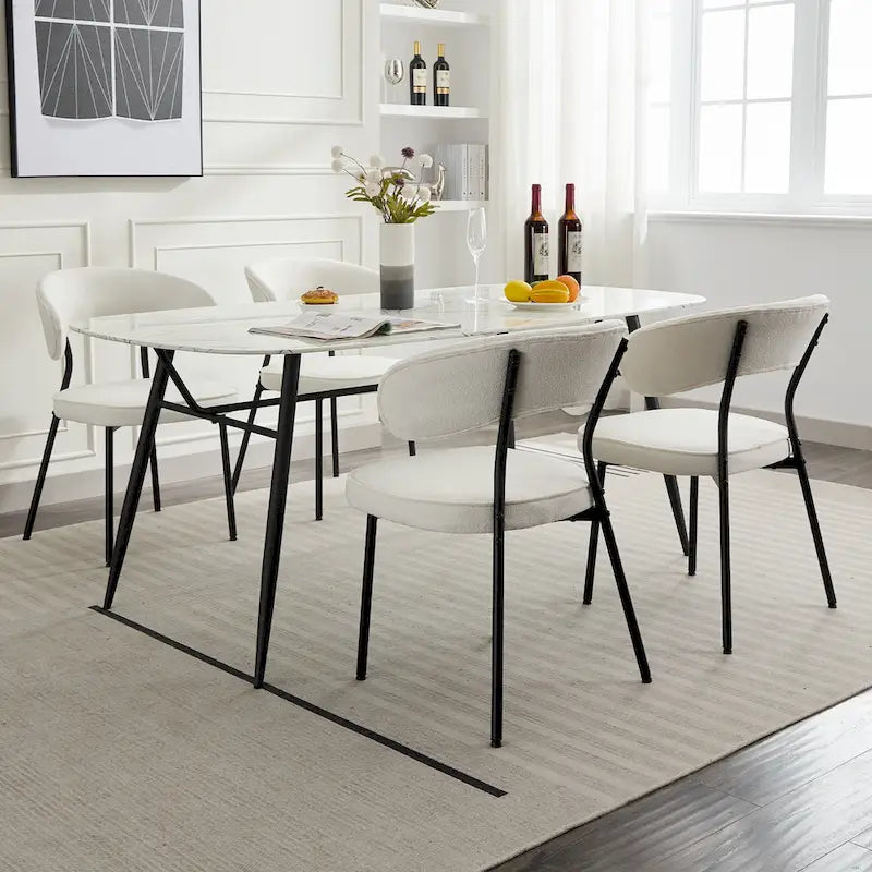Chaises de salle à manger XINMICS avec dossier incurvé, chaises de salle à manger modernes en tissu bouclé, lot de 2/4/6