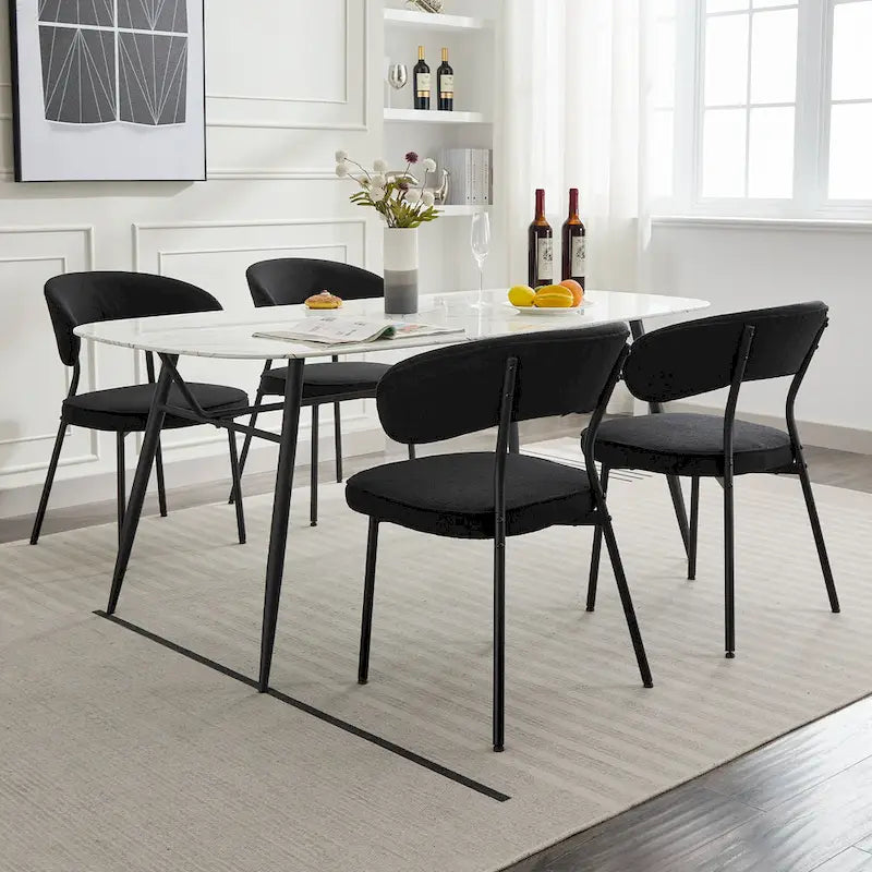 Chaises de salle à manger XINMICS avec dossier incurvé, chaises de salle à manger modernes en tissu bouclé, lot de 2/4/6