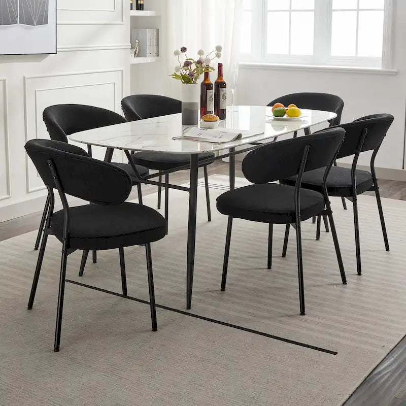 Chaises de salle à manger XINMICS avec dossier incurvé, chaises de salle à manger modernes en tissu bouclé, lot de 2/4/6