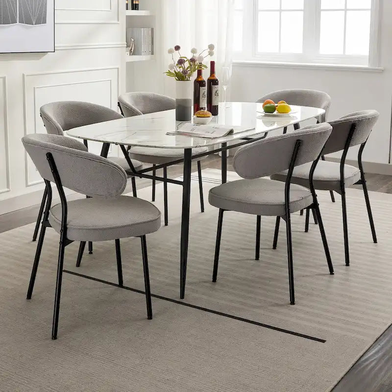 Chaises de salle à manger XINMICS avec dossier incurvé, chaises de salle à manger modernes en tissu bouclé, lot de 2/4/6