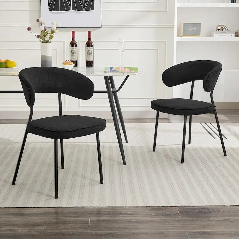 Chaises de salle à manger XINMICS avec dossier incurvé, chaises de salle à manger modernes en tissu bouclé, lot de 2/4/6