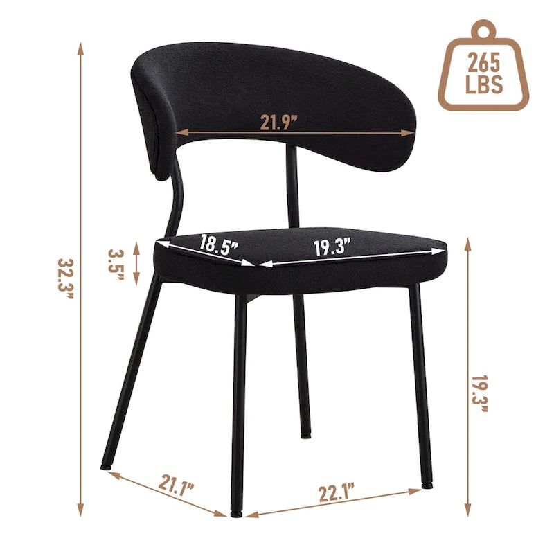 Chaises de salle à manger XINMICS avec dossier incurvé, chaises de salle à manger modernes en tissu bouclé, lot de 2/4/6