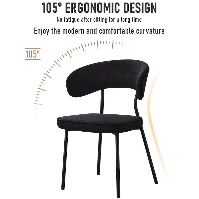 Chaises de salle à manger XINMICS avec dossier incurvé, chaises de salle à manger modernes en tissu bouclé, lot de 2/4/6