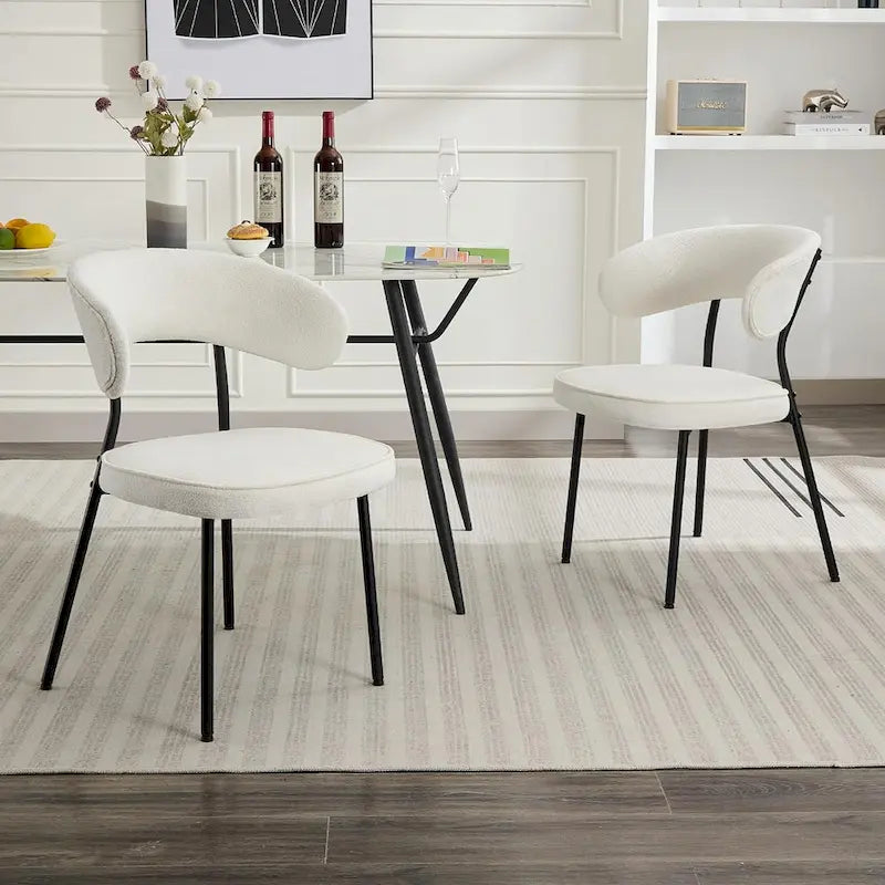 Chaises de salle à manger XINMICS avec dossier incurvé, chaises de salle à manger modernes en tissu bouclé, lot de 2/4/6