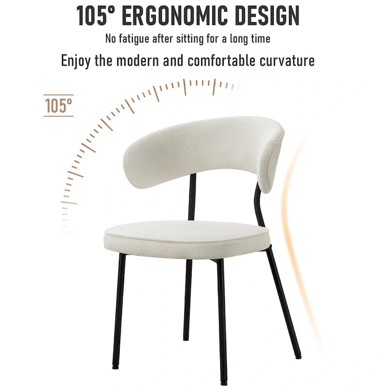Chaises de salle à manger XINMICS avec dossier incurvé, chaises de salle à manger modernes en tissu bouclé, lot de 2/4/6