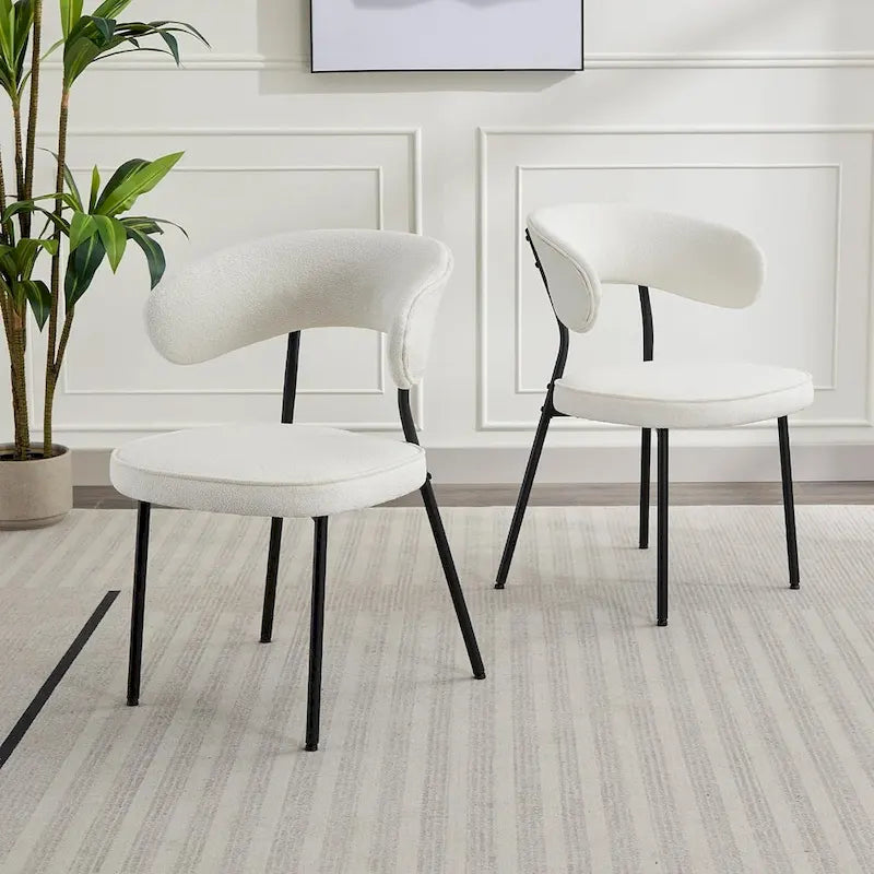 Chaises de salle à manger XINMICS avec dossier incurvé, chaises de salle à manger modernes en tissu bouclé, lot de 2/4/6