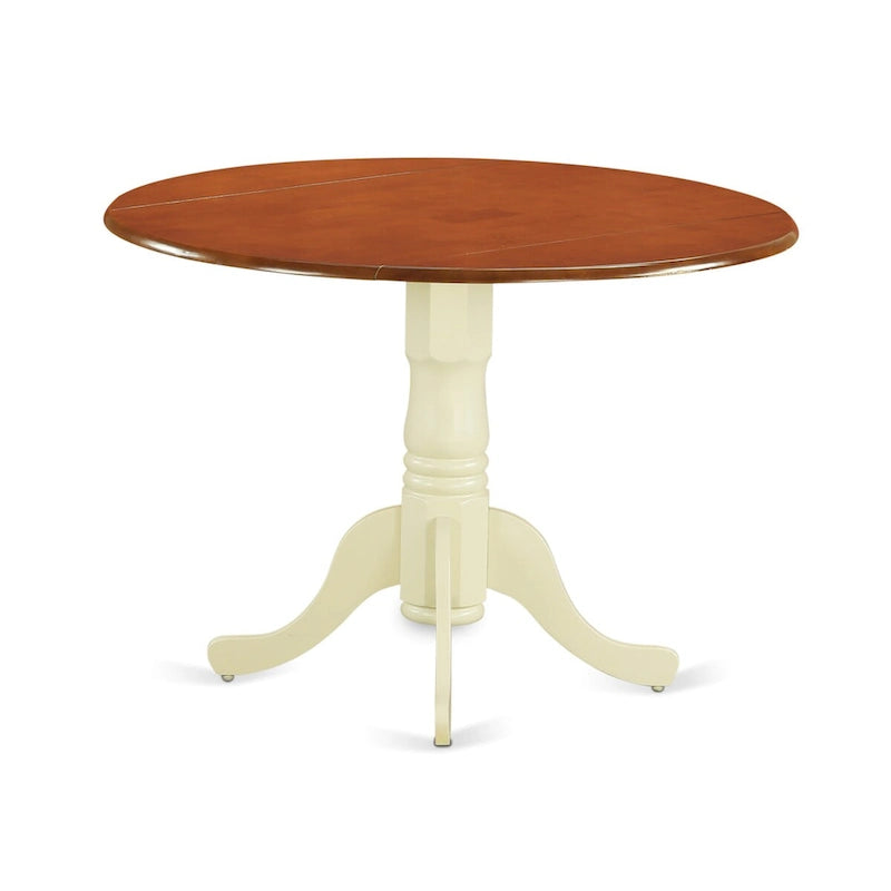 East West Furniture Ensemble de salle à manger 3 pièces comprenant une table de salle à manger ronde et 2 chaises en bois, coloris Buttermilk et Cherry
