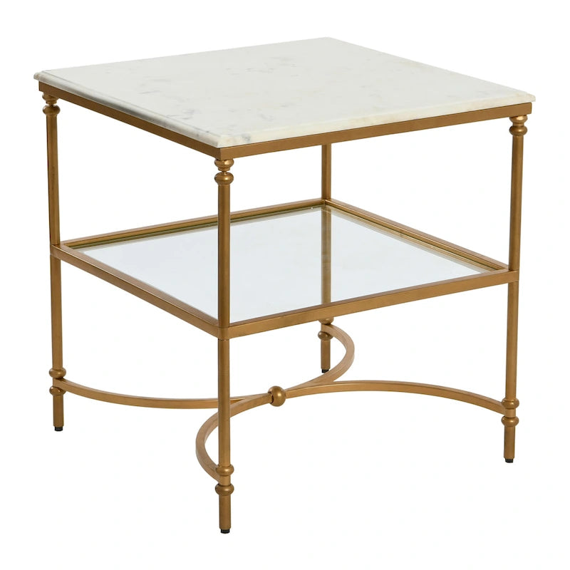 Marble and Metal End Table
