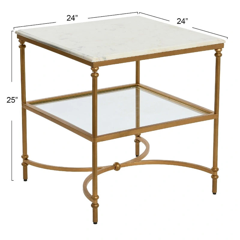 Table d'appoint en marbre et métal