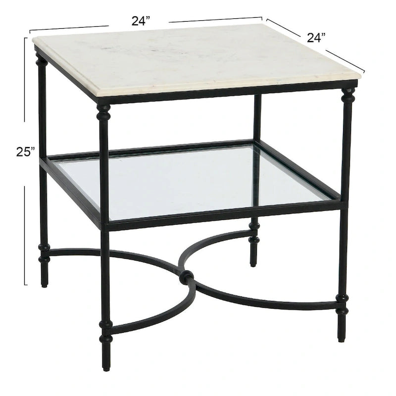Table d'appoint en marbre et métal