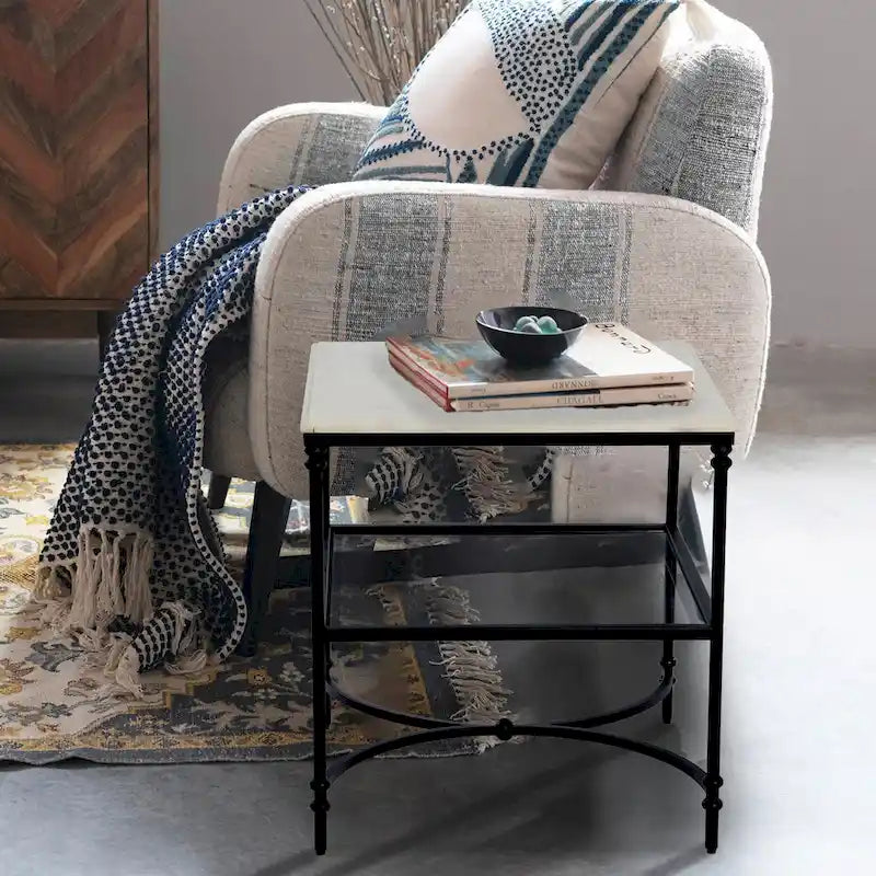 Table d'appoint en marbre et métal