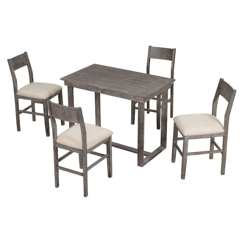 Ensemble table et chaises de salle à manger Merax Farmhouse 5 pièces hauteur comptoir