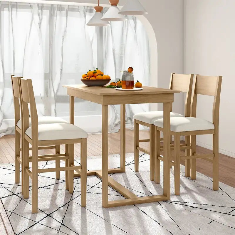 Ensemble table et chaises de salle à manger Merax Farmhouse 5 pièces hauteur comptoir
