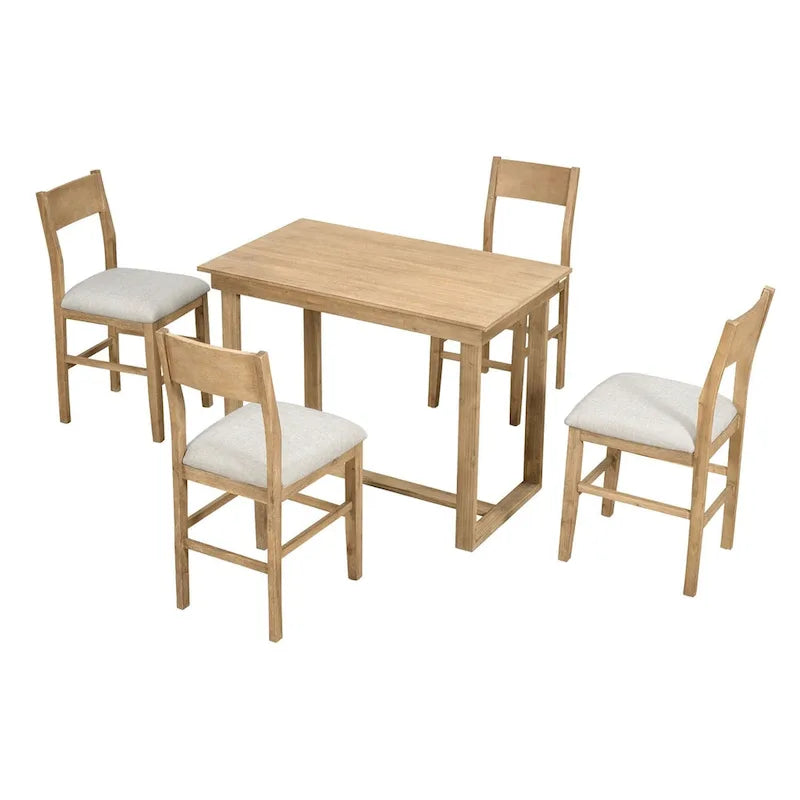 Ensemble table et chaises de salle à manger Merax Farmhouse 5 pièces hauteur comptoir