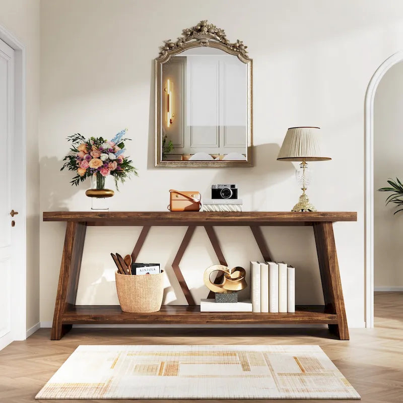 Table console de canapé de 180 cm avec rangement pour entrée et salon