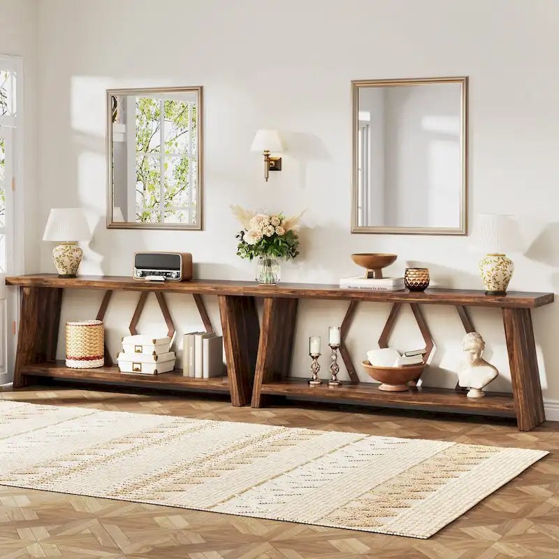 Table console de canapé de 180 cm avec rangement pour entrée et salon