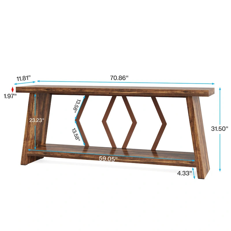 Table console de canapé de 180 cm avec rangement pour entrée et salon