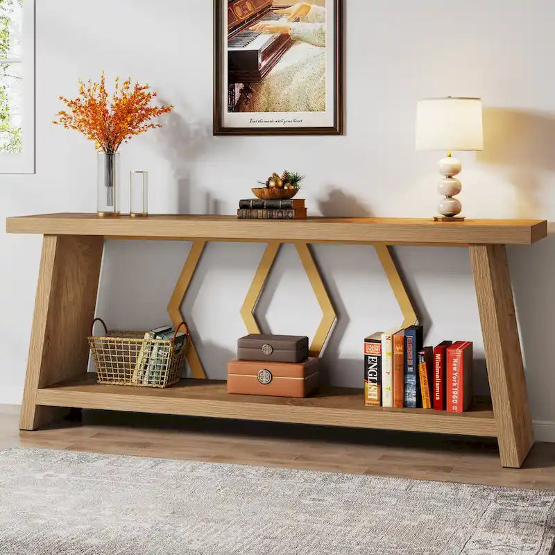 Table console de canapé de 180 cm avec rangement pour entrée et salon