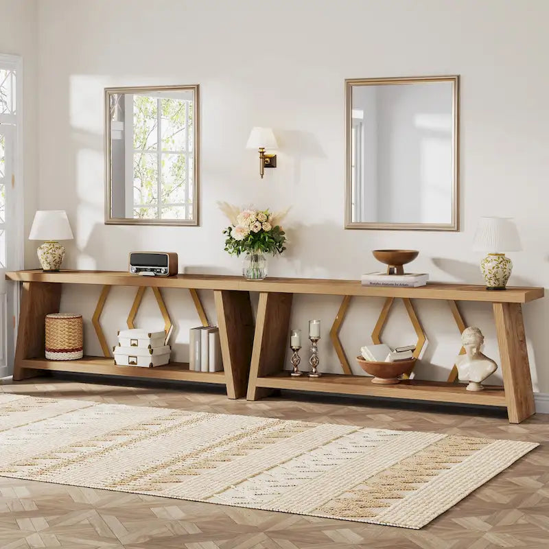 Table console de canapé de 180 cm avec rangement pour entrée et salon