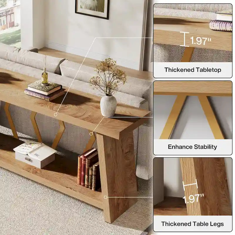 Table console de canapé de 180 cm avec rangement pour entrée et salon