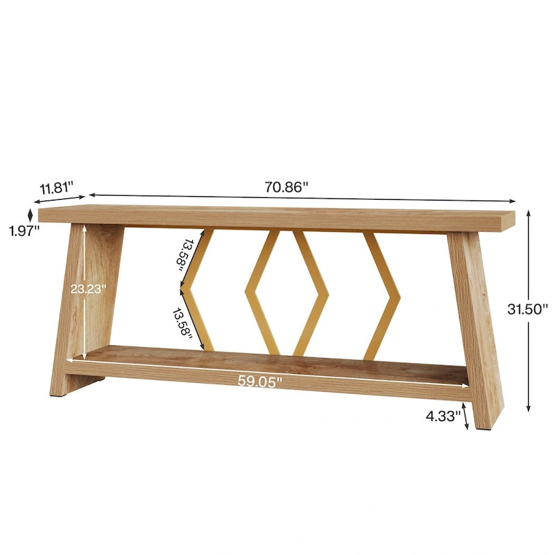 Table console de canapé de 180 cm avec rangement pour entrée et salon