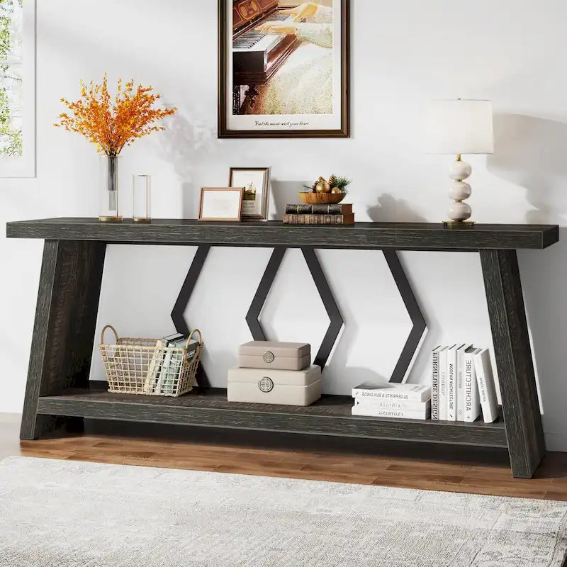 Table console de canapé de 180 cm avec rangement pour entrée et salon