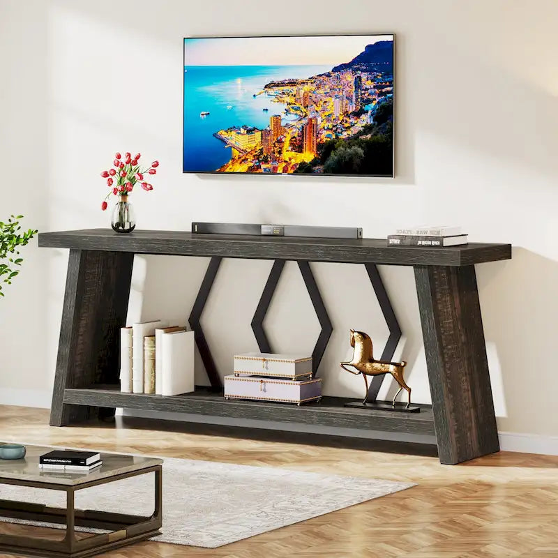 Table console de canapé de 180 cm avec rangement pour entrée et salon