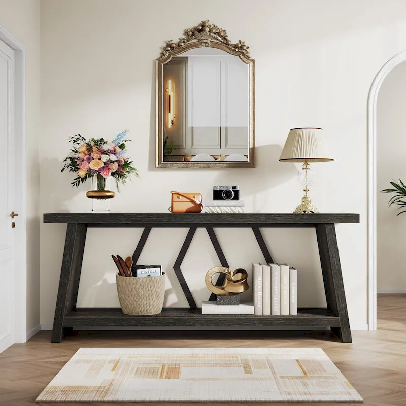 Table console de canapé de 180 cm avec rangement pour entrée et salon