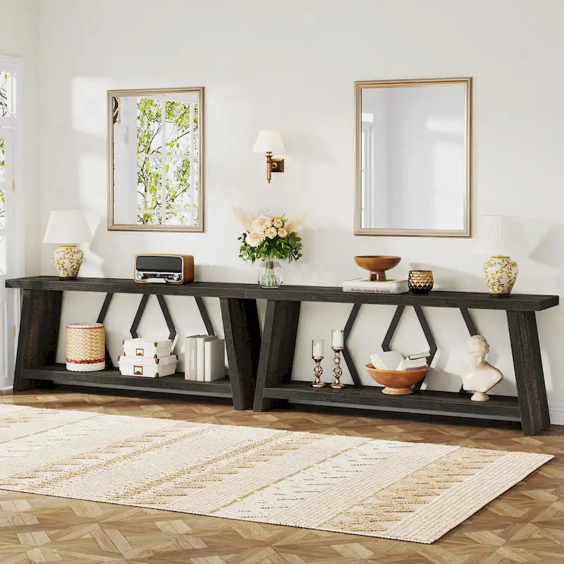 Table console de canapé de 180 cm avec rangement pour entrée et salon
