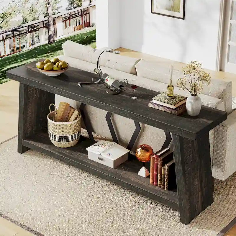 Table console de canapé de 180 cm avec rangement pour entrée et salon