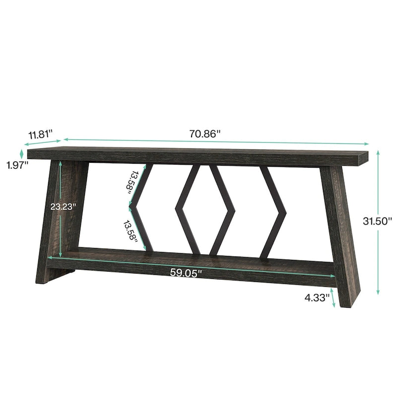 Table console de canapé de 180 cm avec rangement pour entrée et salon