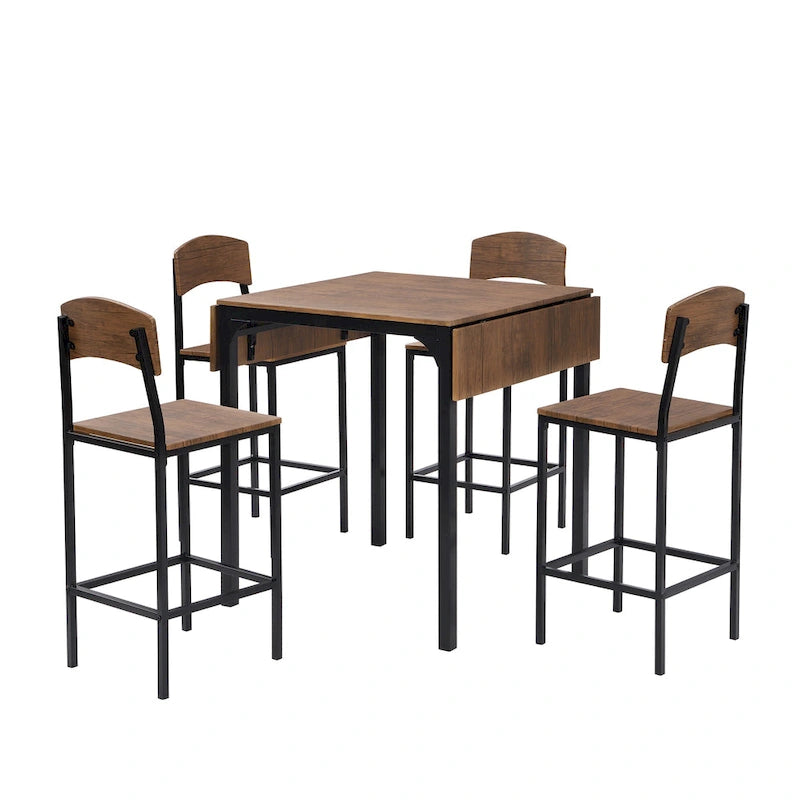 Ensemble de salle à manger 5 pièces en hauteur de comptoir avec rallonge et 4 chaises de salle à manger, style ferme