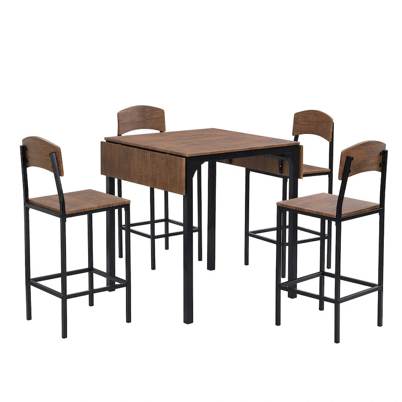 Ensemble de salle à manger 5 pièces en hauteur de comptoir avec rallonge et 4 chaises de salle à manger, style ferme