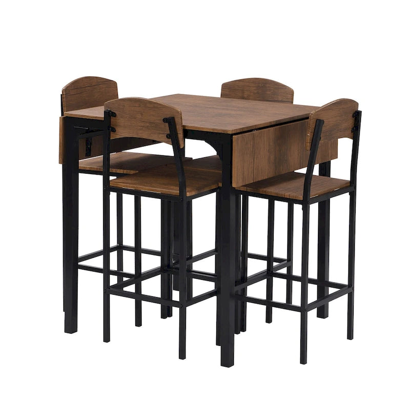 Ensemble de salle à manger 5 pièces en hauteur de comptoir avec rallonge et 4 chaises de salle à manger, style ferme