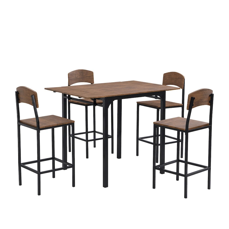 Ensemble de salle à manger 5 pièces en hauteur de comptoir avec rallonge et 4 chaises de salle à manger, style ferme
