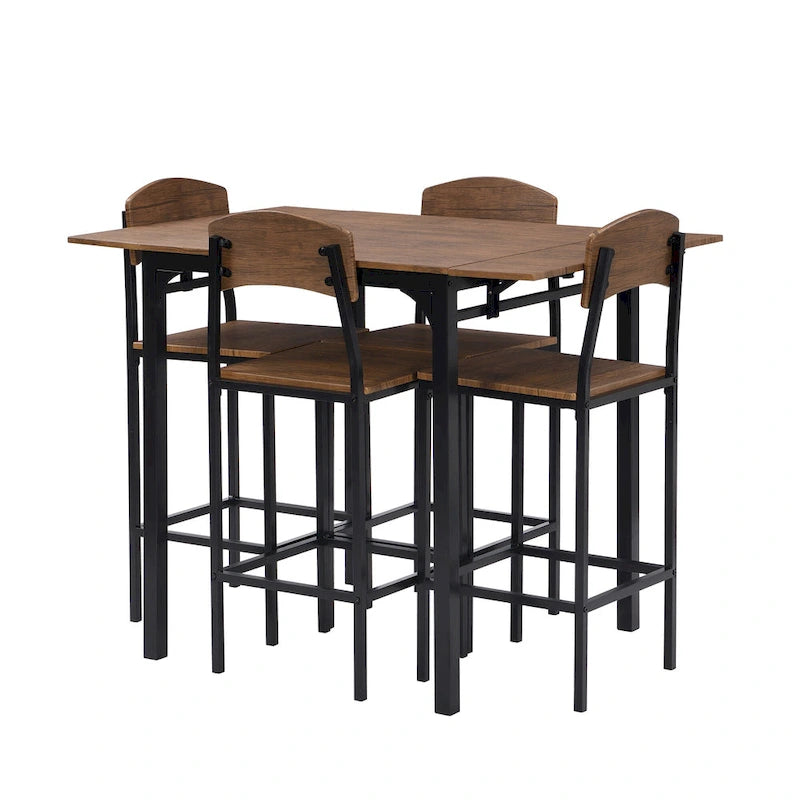 Ensemble de salle à manger 5 pièces en hauteur de comptoir avec rallonge et 4 chaises de salle à manger, style ferme