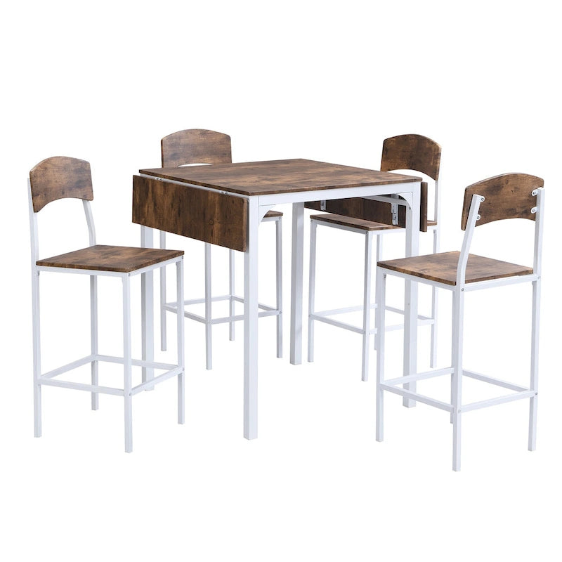 Ensemble de salle à manger 5 pièces en hauteur de comptoir avec rallonge et 4 chaises de salle à manger, style ferme