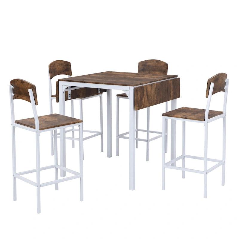 Ensemble de salle à manger 5 pièces en hauteur de comptoir avec rallonge et 4 chaises de salle à manger, style ferme