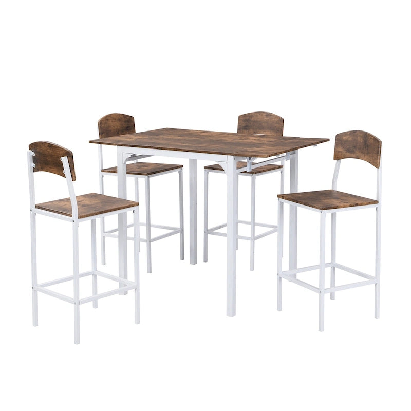 Ensemble de salle à manger 5 pièces en hauteur de comptoir avec rallonge et 4 chaises de salle à manger, style ferme